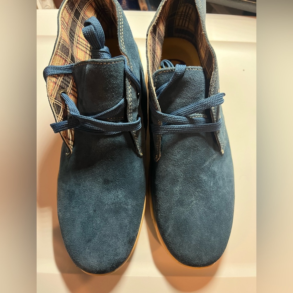 New Diesel Mid Cut Mens Pine Blue Leather Sneakers Shoes Size 8 Euro 41